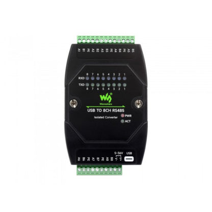 Waveshare USB to 8-Channel RS485 Industrial Isolated Converter – Multi-Protection, Wall & DIN Rail Mount