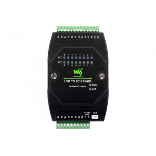 Waveshare USB to 8-Channel RS485 Industrial Isolated Converter – Multi-Protection, Wall & DIN Rail Mount