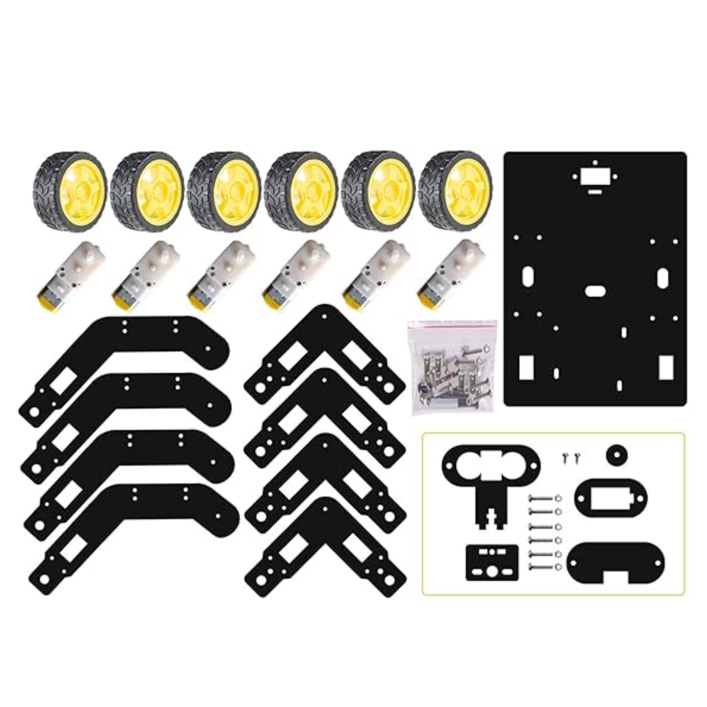 Acrylic 6 Wheel Drive Curious Chassis DIY Robotics Platform For Arduino Projects - Black - RS9462