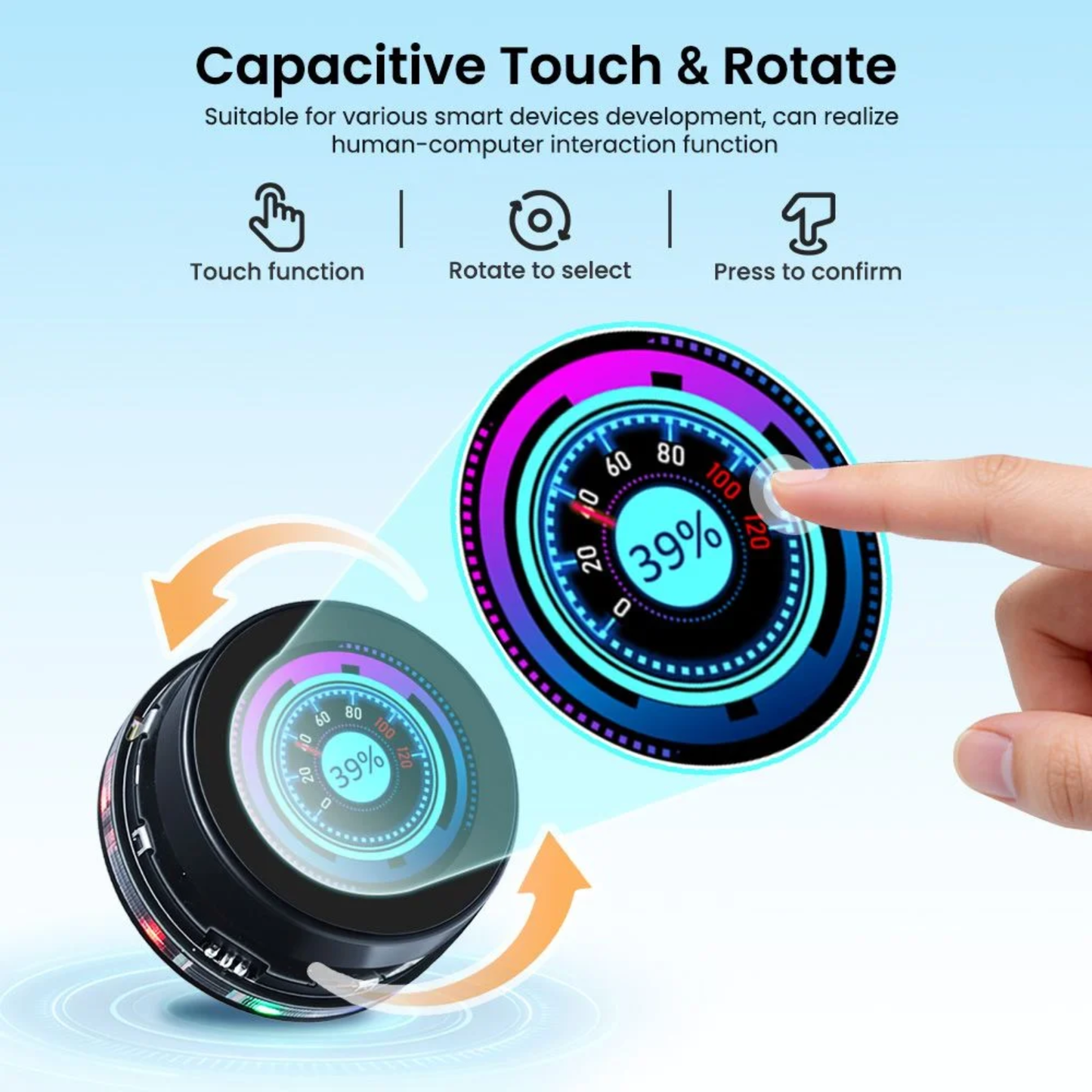 Elecrow CrowPanel 1.46" ESP32-S3 HMI Rotary Display 360x360 IPS Round Touch Knob Screen WiFi Bluetooth For Arduino LVGL IoT - RS10022