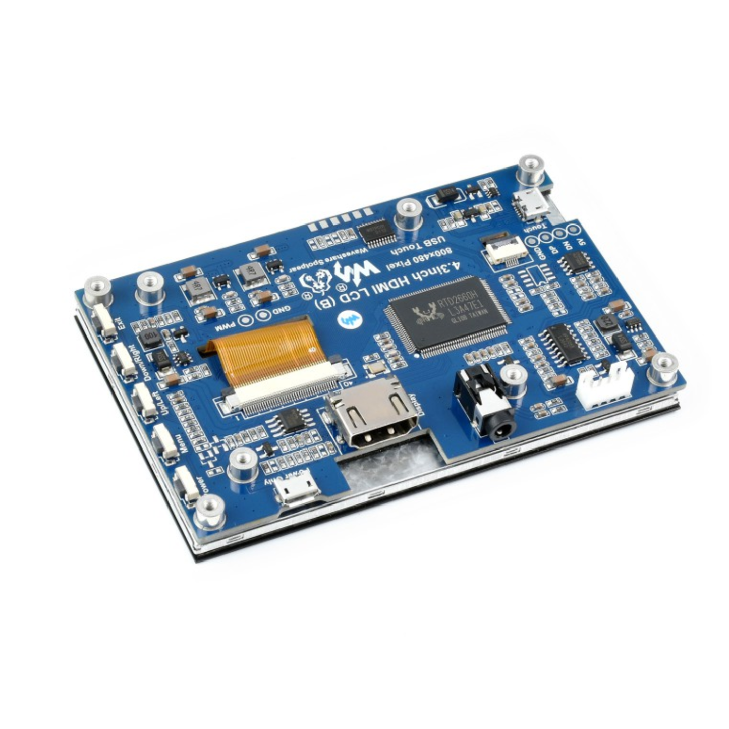 Waveshare 4.3 Inch HDMI IPS Capacitive Touch Screen LCD (B) 800×480 Display For Raspberry Pi, Jetson Nano & PC - RS688