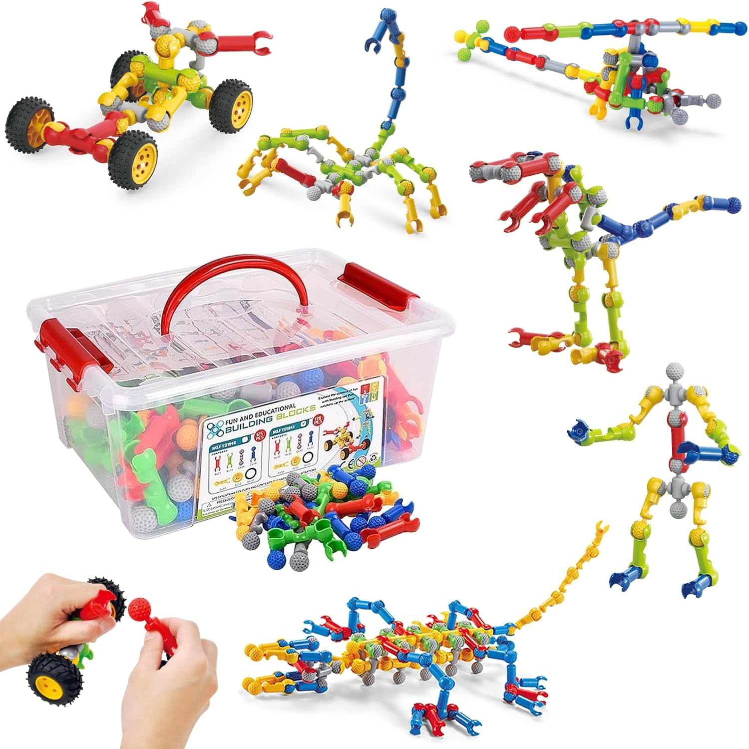 125 PCS STEM Building Blocks Educational Construction Toy Set For Kids Ages 3–8 With Storage Box - RS9306