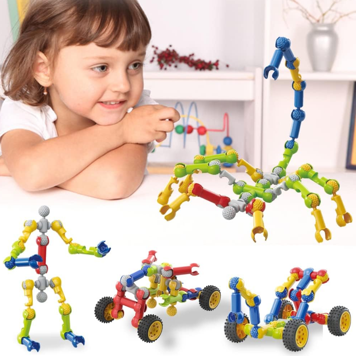 125 PCS STEM Building Blocks Educational Construction Toy Set For Kids Ages 3–8 With Storage Box - RS9306