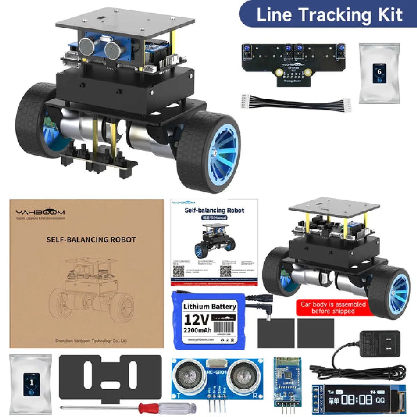 STM32 Self-Balancing Robot Car Kit – AI, LiDAR, Ultrasonic, Infrared & App Control (Pre-Assembled Robotics Kit)