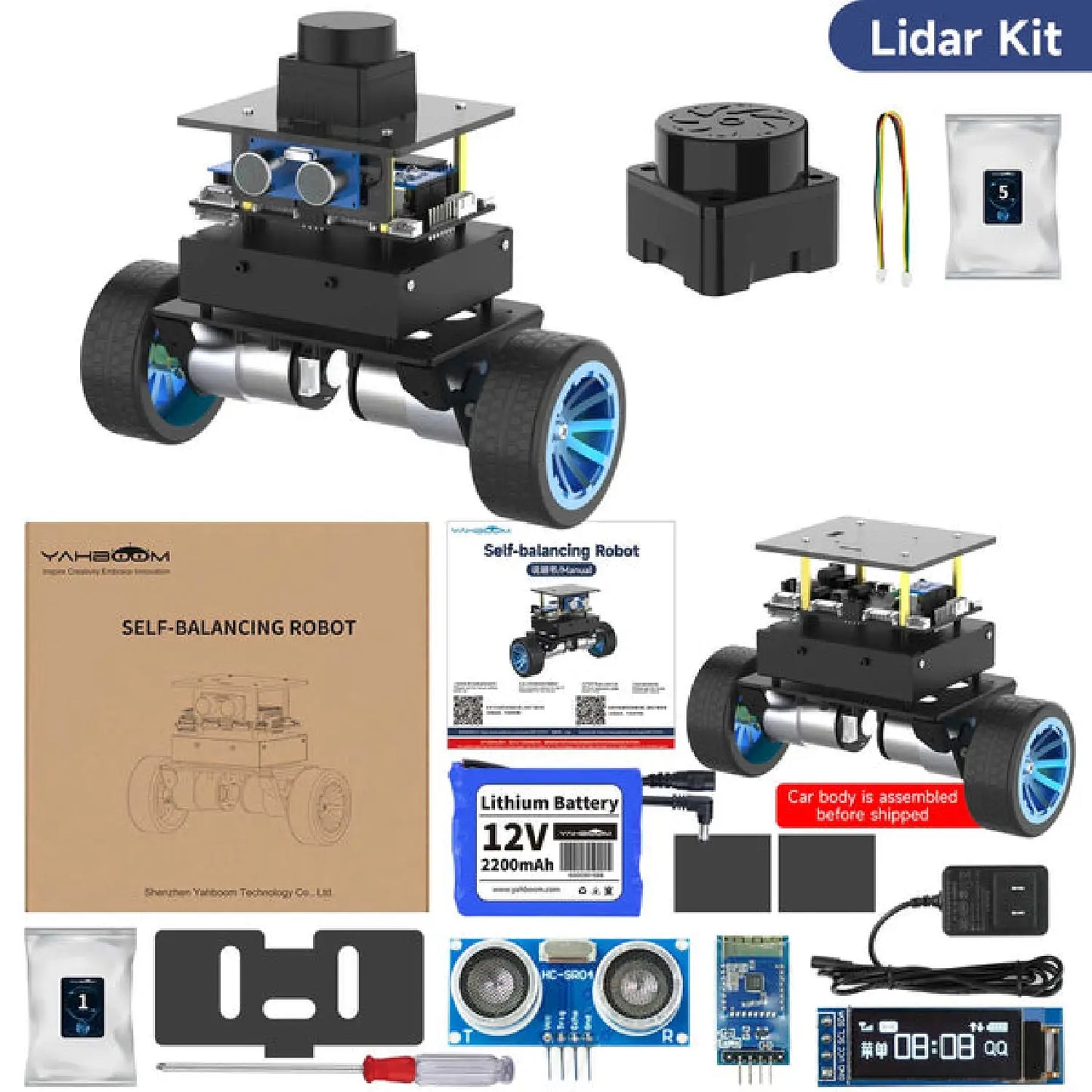 STM32 Self-Balancing Robot Car Kit – AI, LiDAR, Ultrasonic, Infrared & App Control (Pre-Assembled Robotics Kit)