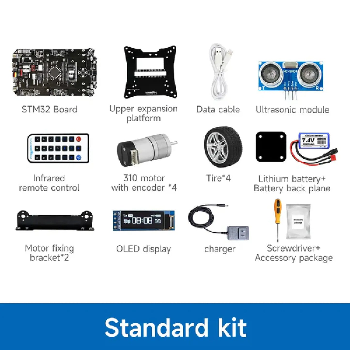 STM32 Smart Car K230 – Multifunctional Robot Kit with OLED & Sensors