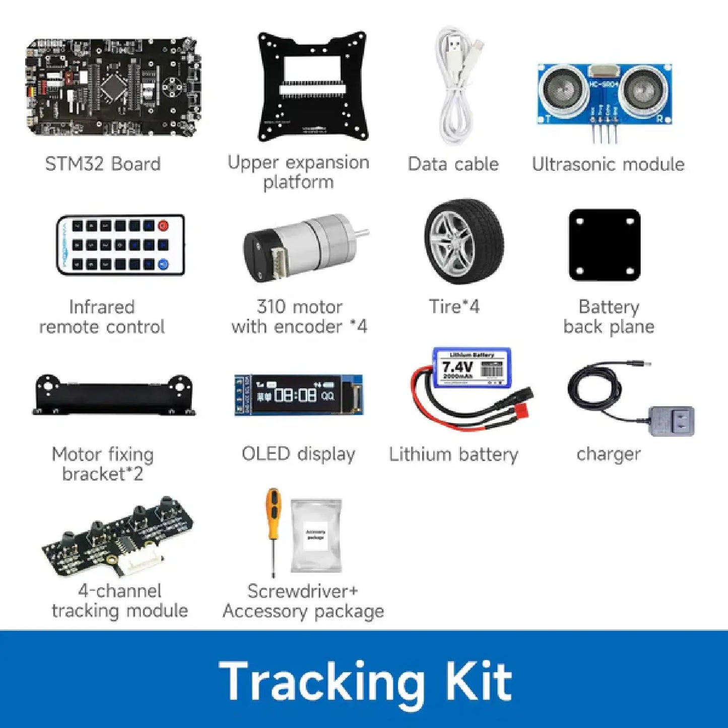 STM32 Smart Car K230 – Multifunctional Robot Kit with OLED & Sensors