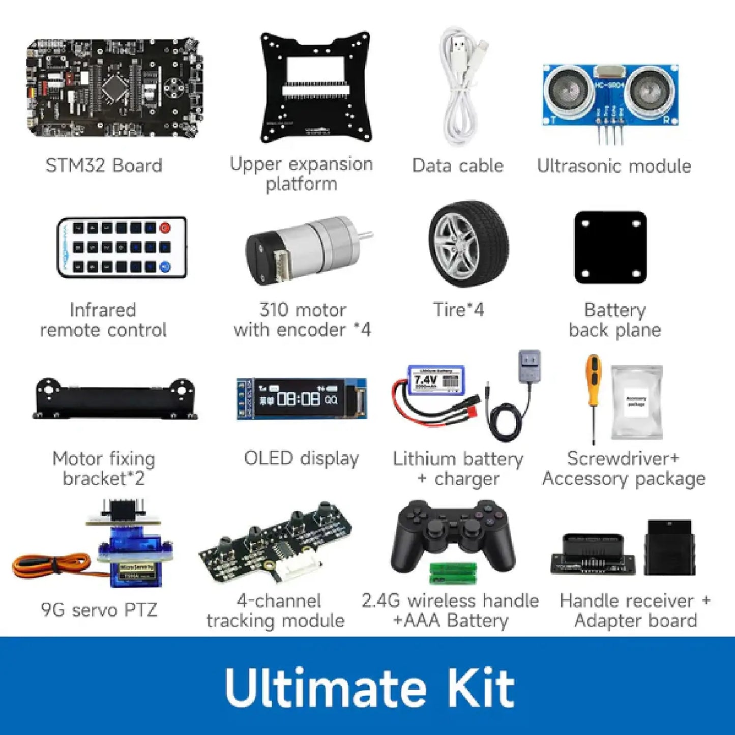 STM32 Smart Car K230 – Multifunctional Robot Kit with OLED & Sensors