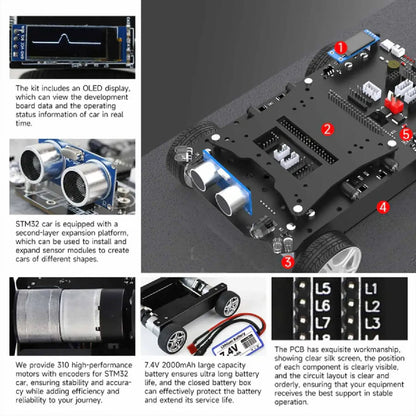 STM32 Smart Car K230 – Multifunctional Robot Kit with OLED & Sensors