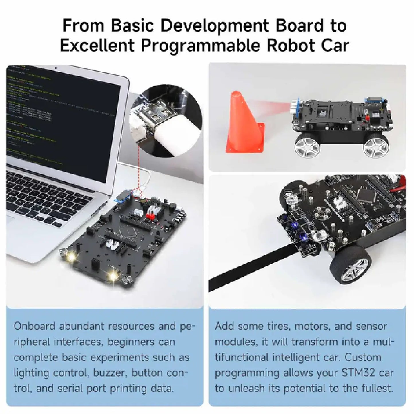 STM32 Smart Car K230 – Multifunctional Robot Kit with OLED & Sensors