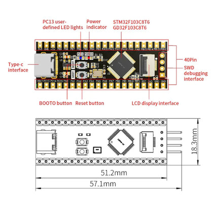 STM32F103RCT6 / STM32F103C8T6 / APM32E103RET6 Core Board – ARM Cortex-M3 Development Kit