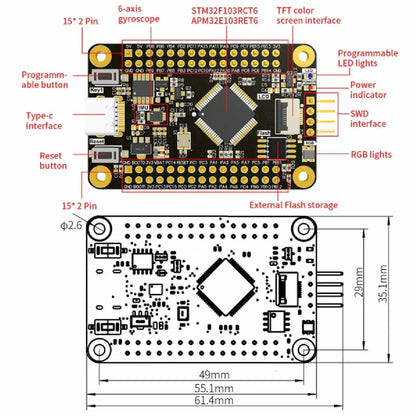 STM32F103RCT6 / STM32F103C8T6 / APM32E103RET6 Core Board – ARM Cortex-M3 Development Kit