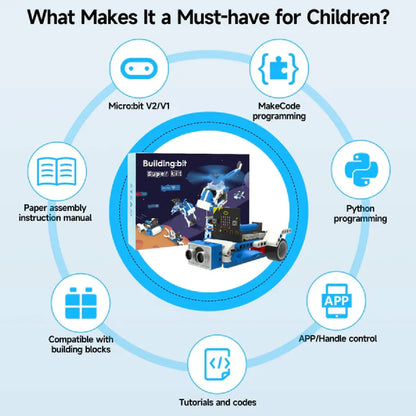 16-in-1 Building:bit Super Kit for BBC Micro:bit V2/V1.5 – STEM Robotics Learning Kit (Standard + Advanced + WiFi Camera)