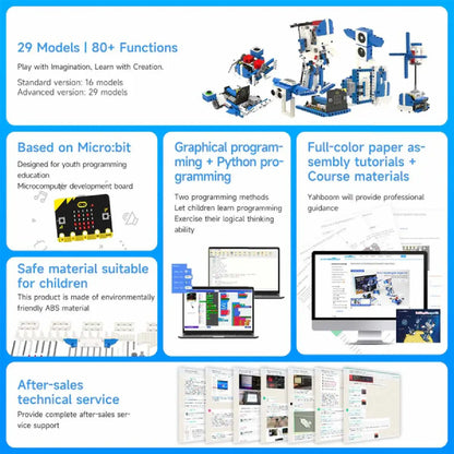 16-in-1 Building:bit Super Kit for BBC Micro:bit V2/V1.5 – STEM Robotics Learning Kit (Standard + Advanced + WiFi Camera)