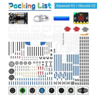 16-in-1 Building:bit Super Kit for BBC Micro:bit V2/V1.5 – STEM Robotics Learning Kit (Standard + Advanced + WiFi Camera)