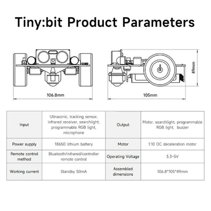 Yahboom Tiny:bit / Tiny:bit Plus Smart Car Kit for BBC Micro:bit V2/V1.5 – STEM Robotics Education Car
