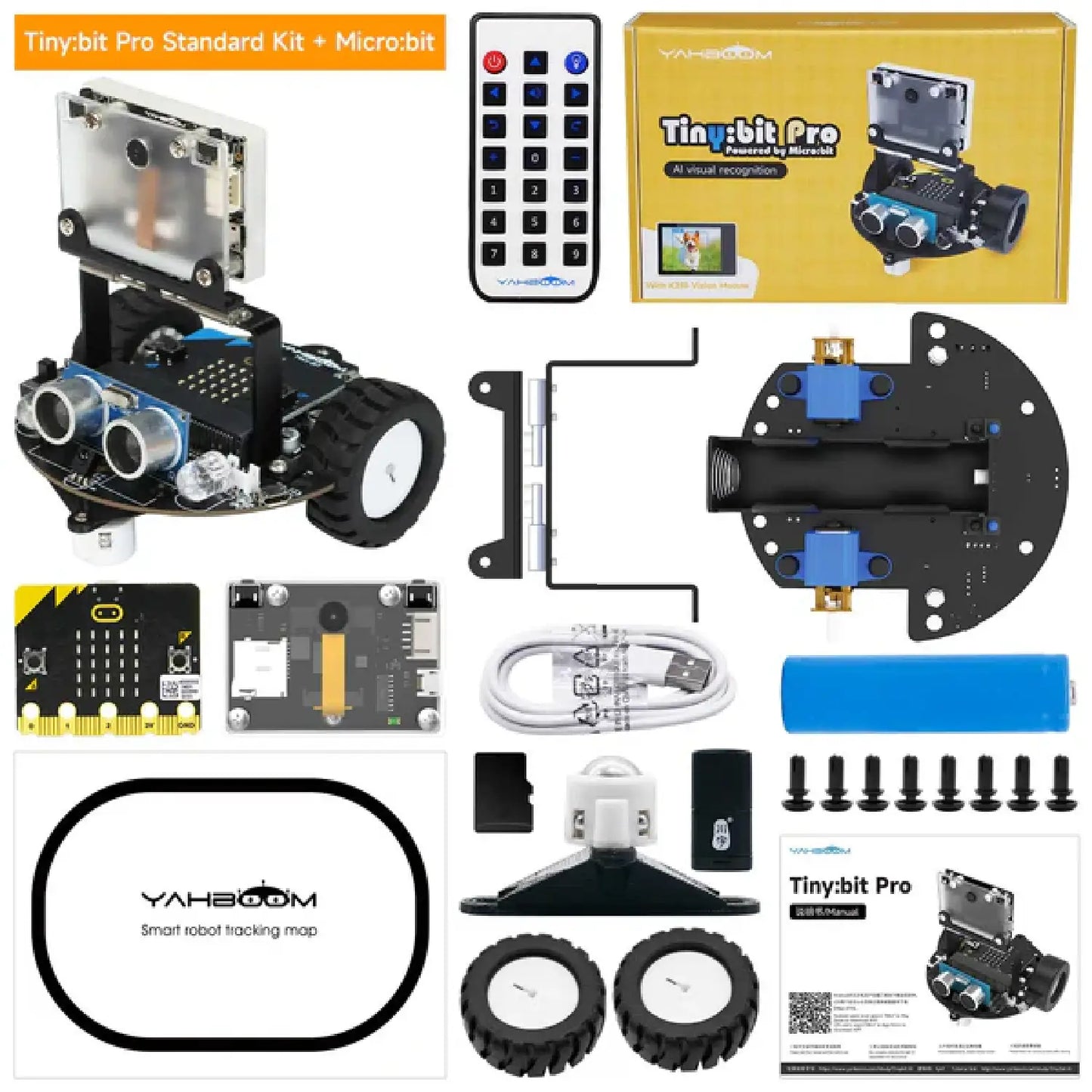 Tiny:bit Pro AI Visual Robot Car – Standard & Expansion Kit (With/Without BBC Micro:bit)