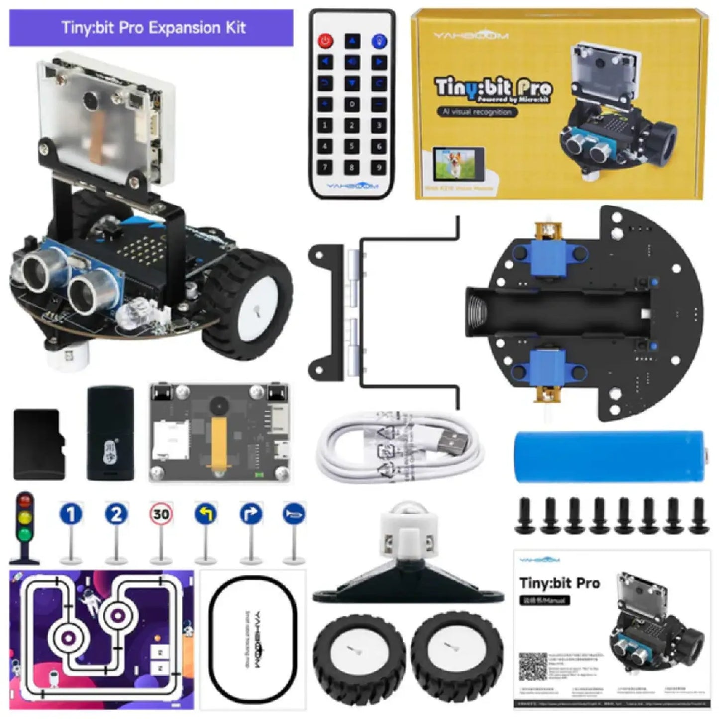 Tiny:bit Pro AI Visual Robot Car – Standard & Expansion Kit (With/Without BBC Micro:bit)