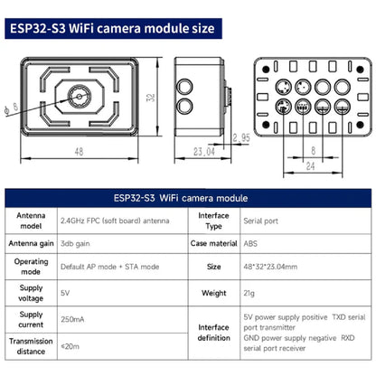ESP32 WiFi Camera Module – AI Vision Kit with Fixed Bracket & 2DOF PTZ