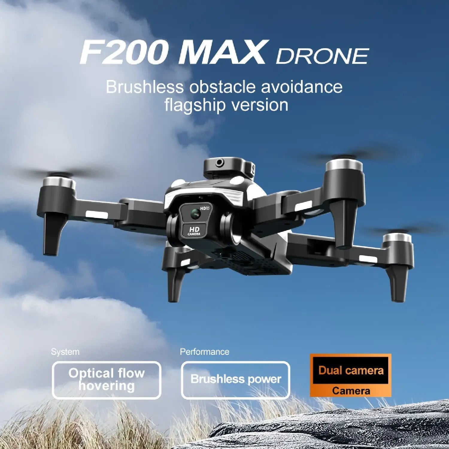 F200 Max Drone – Dual Camera Quadcopter with Brushless Motors & 25-Min Flight Time