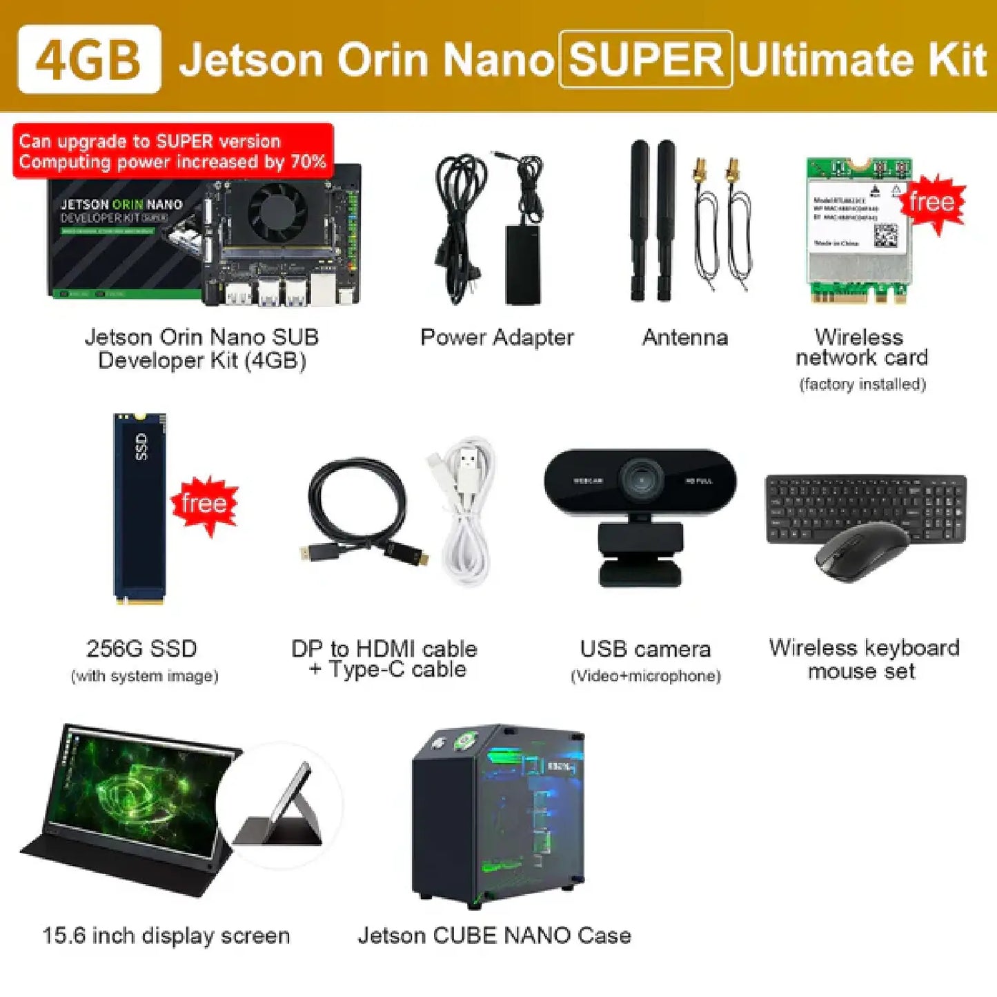 Yahboom Jetson Orin Nano Developer Kit (4GB/8GB | Official & SUB Versions) – Edge AI & Robotics Power Kit