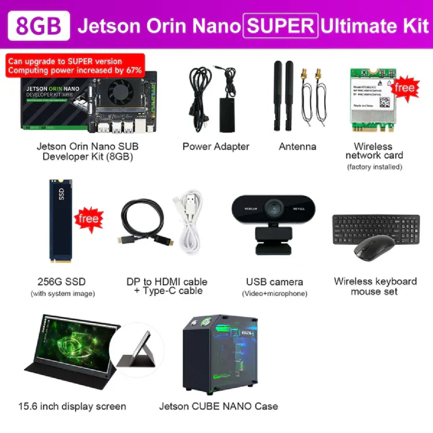 Yahboom Jetson Orin Nano Developer Kit (4GB/8GB | Official & SUB Versions) – Edge AI & Robotics Power Kit