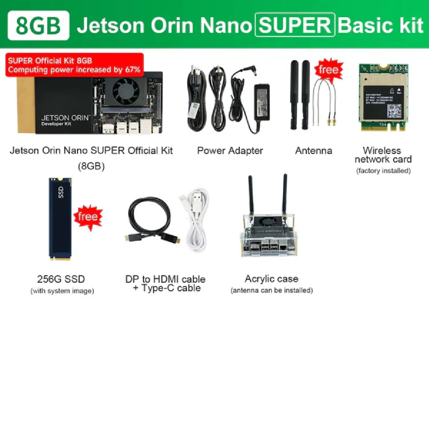 Yahboom Jetson Orin Nano Developer Kit (4GB/8GB | Official & SUB Versions) – Edge AI & Robotics Power Kit