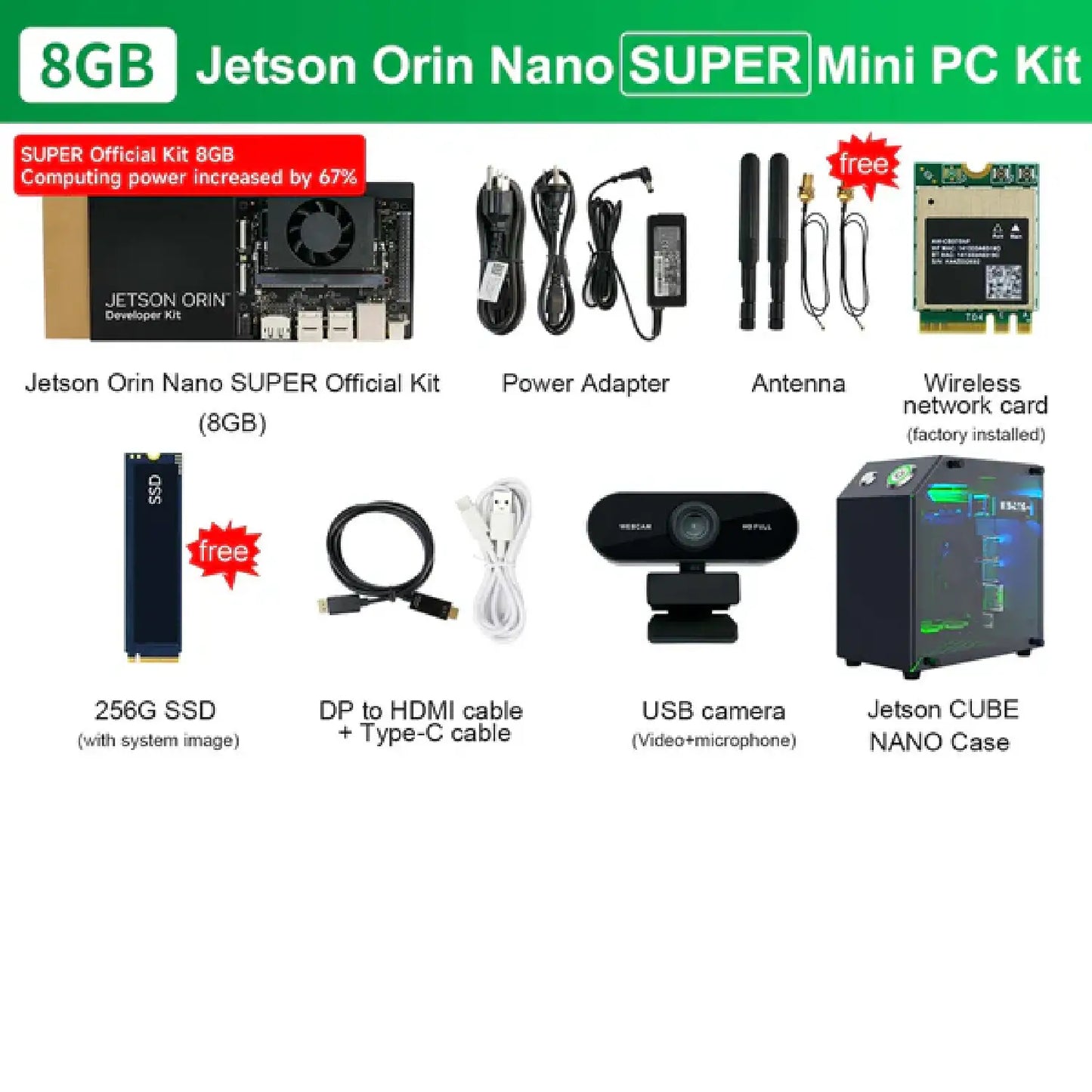 Yahboom Jetson Orin Nano Developer Kit (4GB/8GB | Official & SUB Versions) – Edge AI & Robotics Power Kit