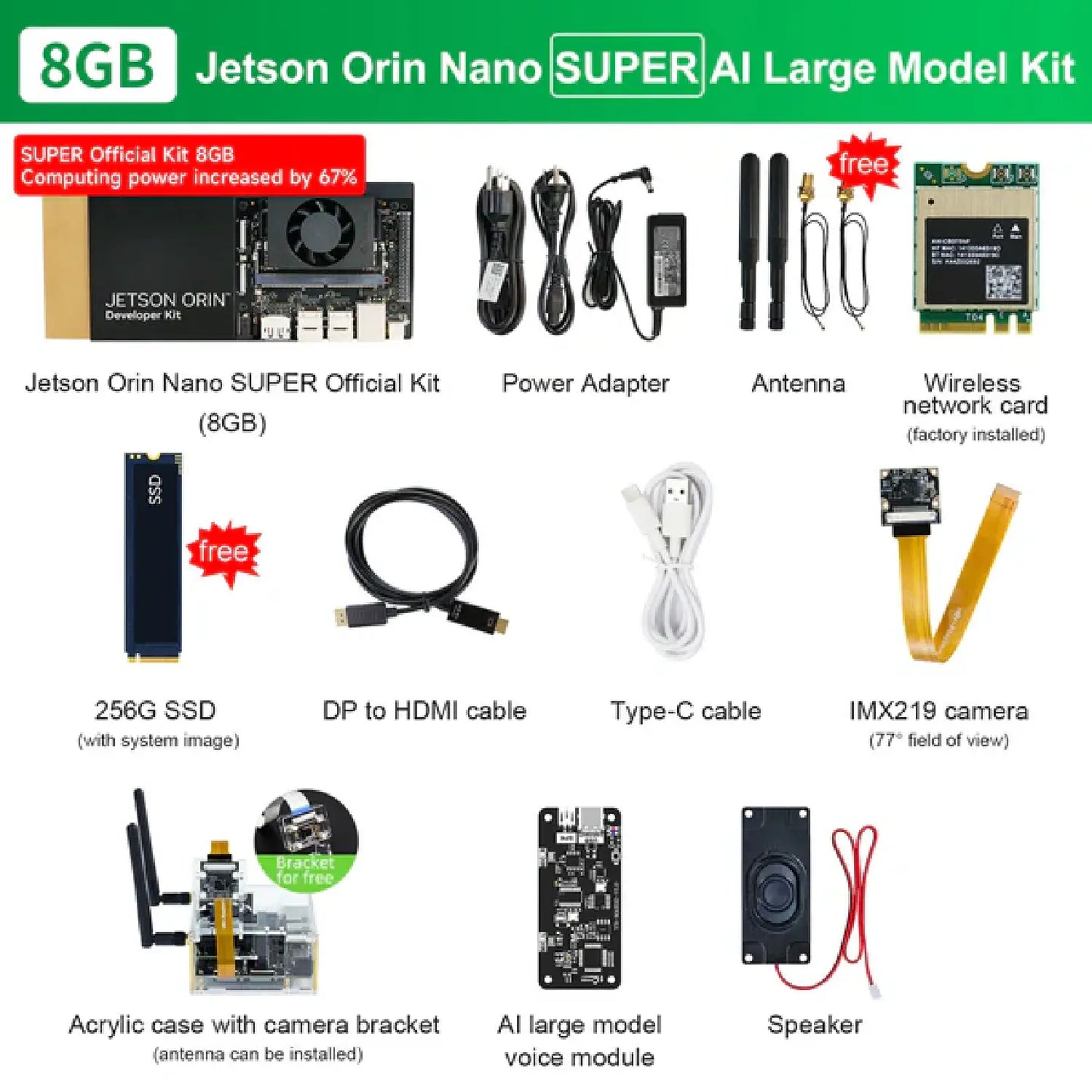 Yahboom Jetson Orin Nano Developer Kit (4GB/8GB | Official & SUB Versions) – Edge AI & Robotics Power Kit