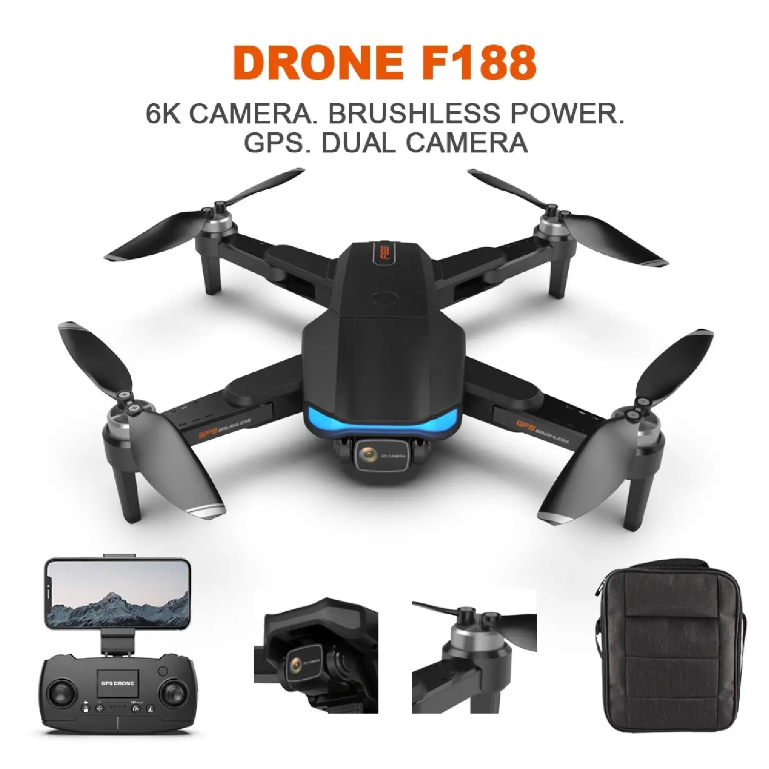 F188 5G/GPS Drone – 6K HD Camera, Brushless Motor & 35min Flight Time - RS8709