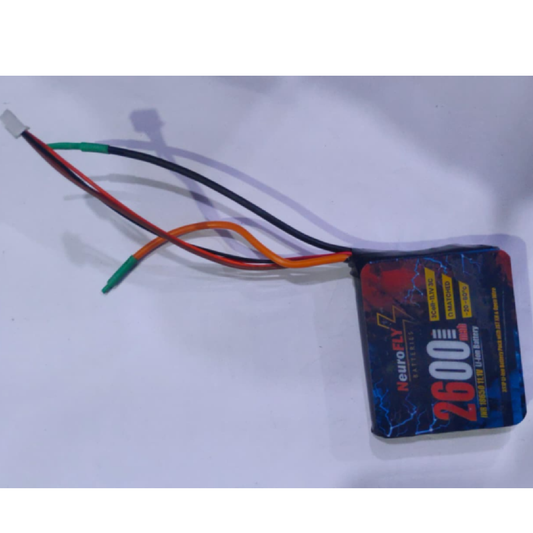 NeuroFLY 11.1V 2600mAh 18650 Li-Ion Battery Pack 3S1P 3C With JST Connector 2-Wire - RS9442