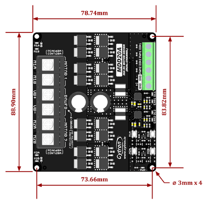 Cytron MDD20A Dual 20A DC Motor Driver 6–30V High Power H-Bridge Motor Controller