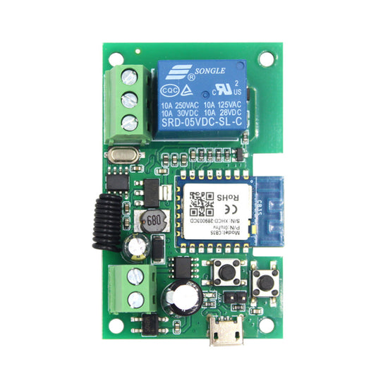1-Channel Smart Switch Relay Module TUYA/Smart Life App Alexa Google IFTTT Wireless Smart Home Remote Control WiFi Switch Momentary Time Adjustable - RS2790