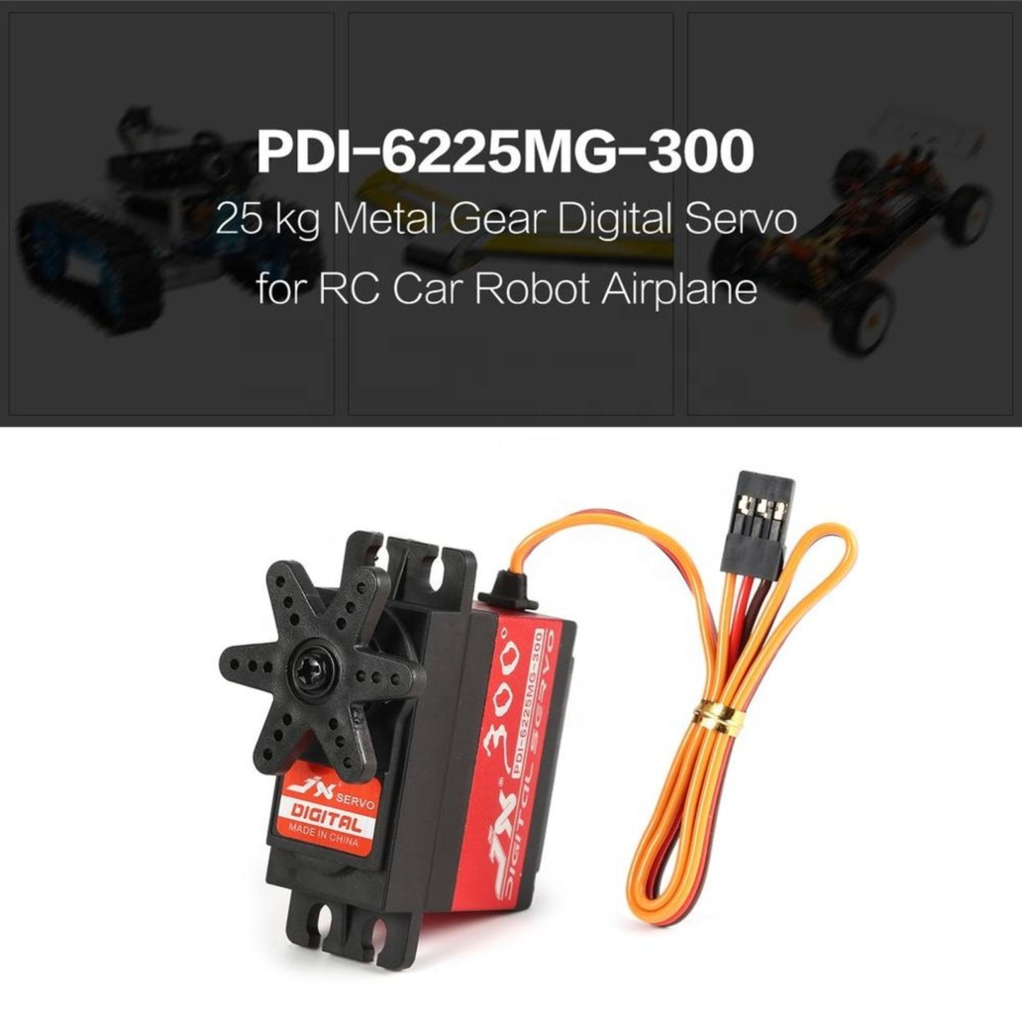 JX Servo PDI-6225MG-300° Digital Servo 25KG High Torque 300° Metal Gear Digital Servo for RC Car, Robotics, and Industrial Use
