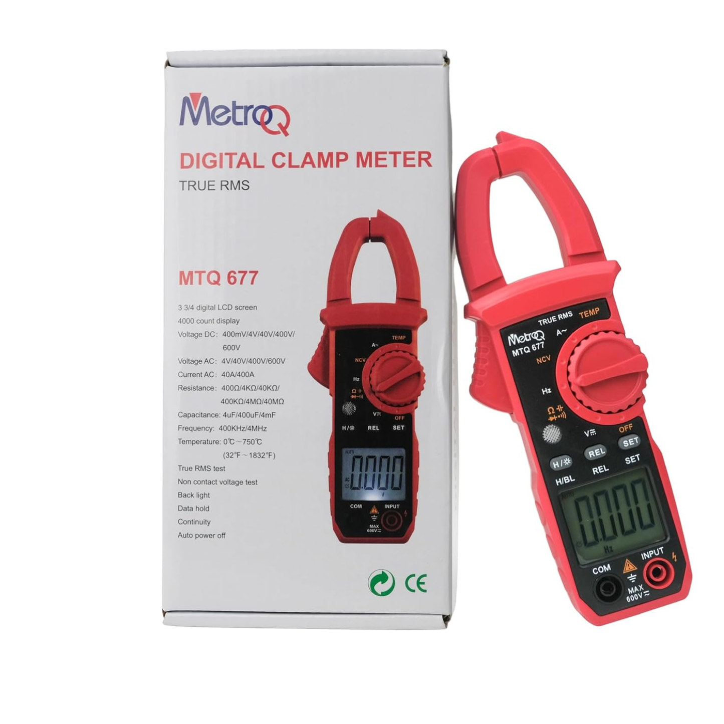 MetroQ MTQ-677 Professional 400A AC Clamp Meter