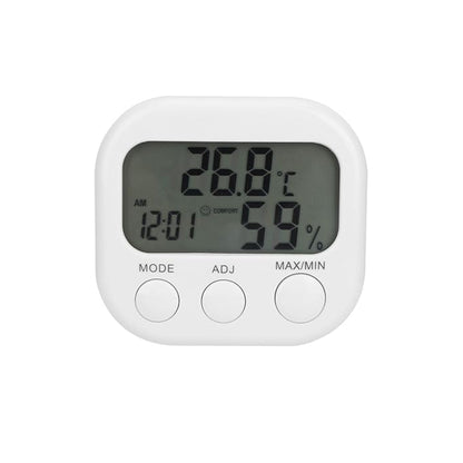 Digital Indoor Thermometer Hygrometer Clock With LCD Temperature & Humidity Monitor