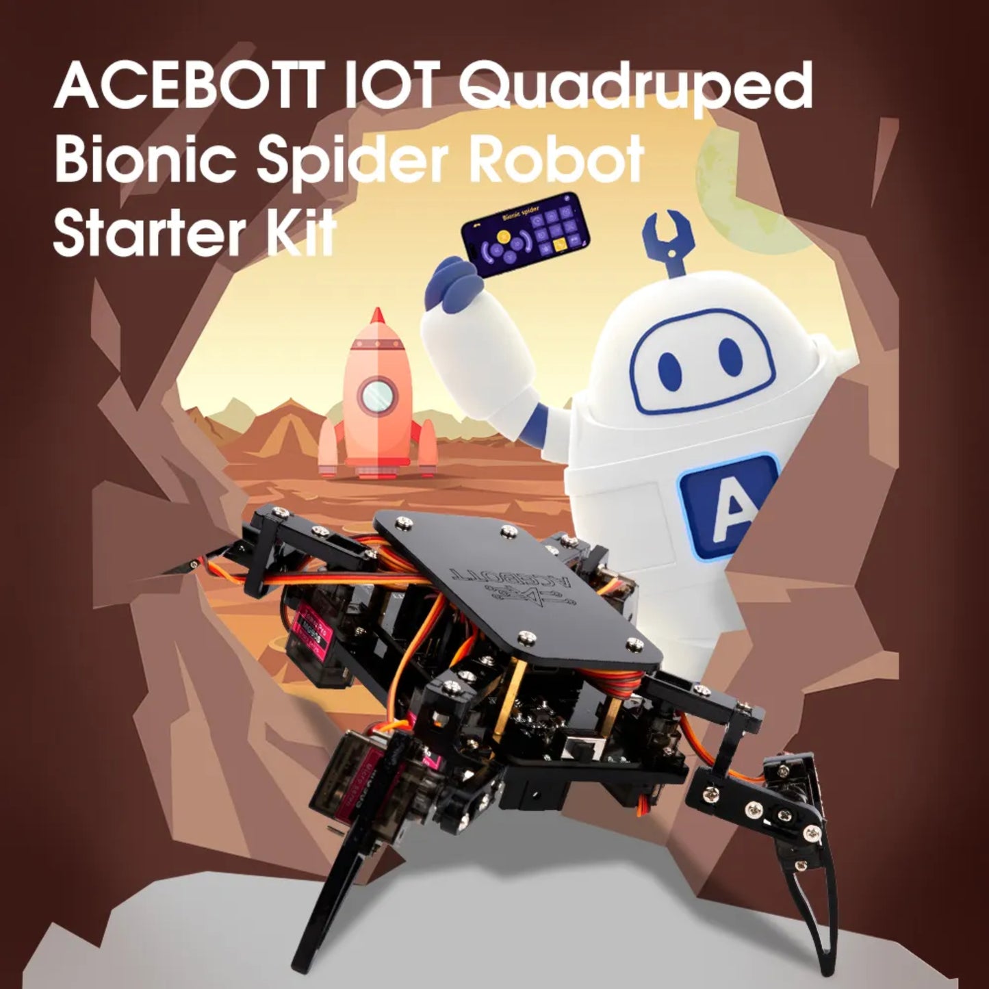 ACEBOTT ESP8266 Quadruped Bionic Spider Robot Kit Advanced WiFi-Enabled STEM Education and DIY Programming Project For Kids & Students