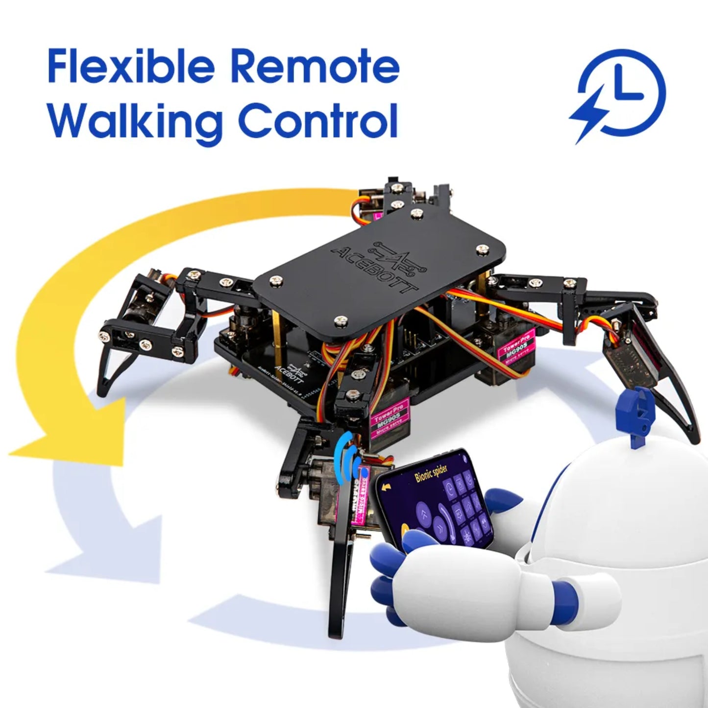 ACEBOTT ESP8266 Quadruped Bionic Spider Robot Kit Advanced WiFi-Enabled STEM Education and DIY Programming Project For Kids & Students