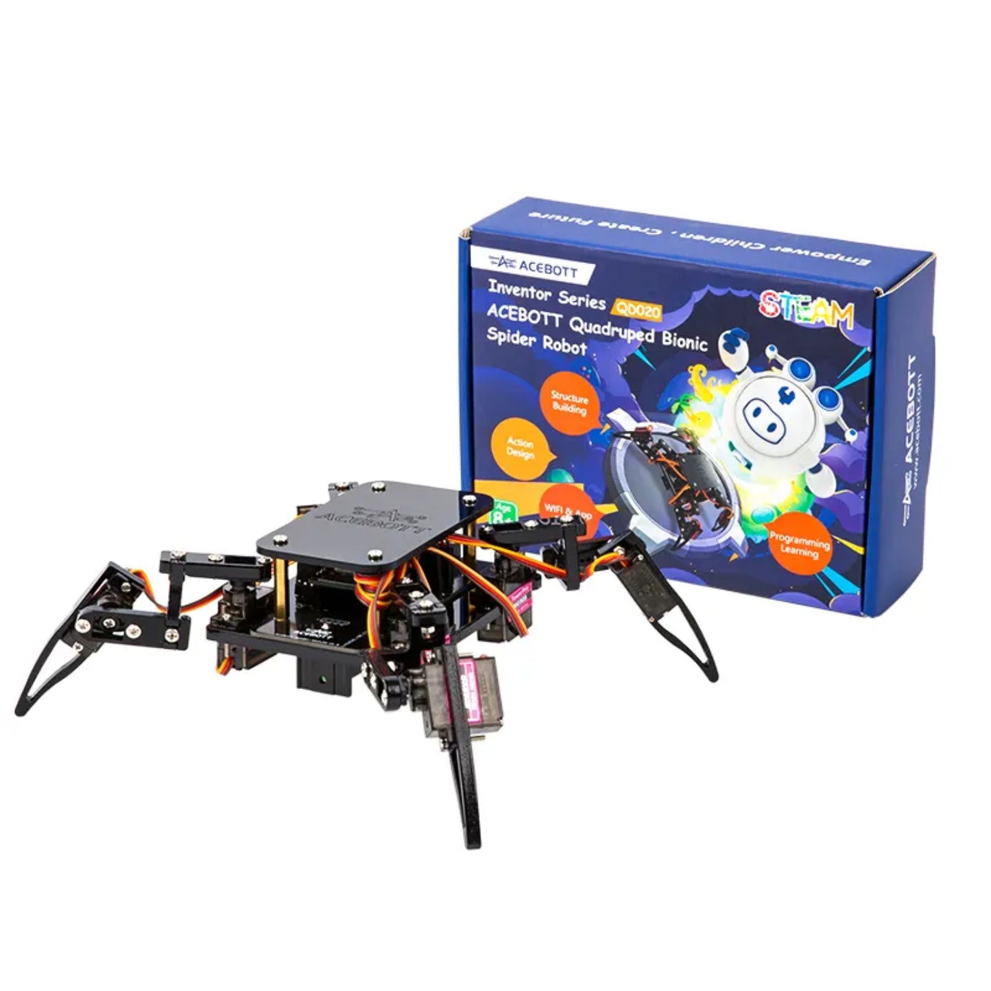 ACEBOTT ESP8266 Quadruped Bionic Spider Robot Kit Advanced WiFi-Enabled STEM Education and DIY Programming Project For Kids & Students