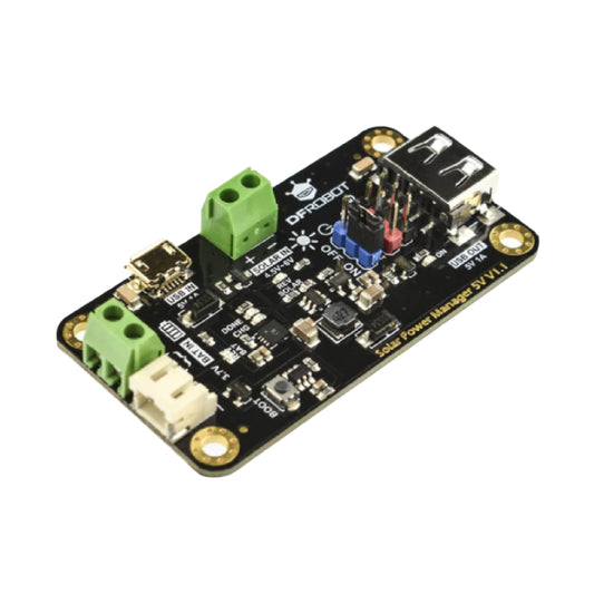 DFRobot 5V Solar Power Manager Module: MPPT Charging, 900mA LiPo Charge, 5V DC-DC Converter 1A Output, Protection Functions For DIY Solar Projects And Low-Power Applications