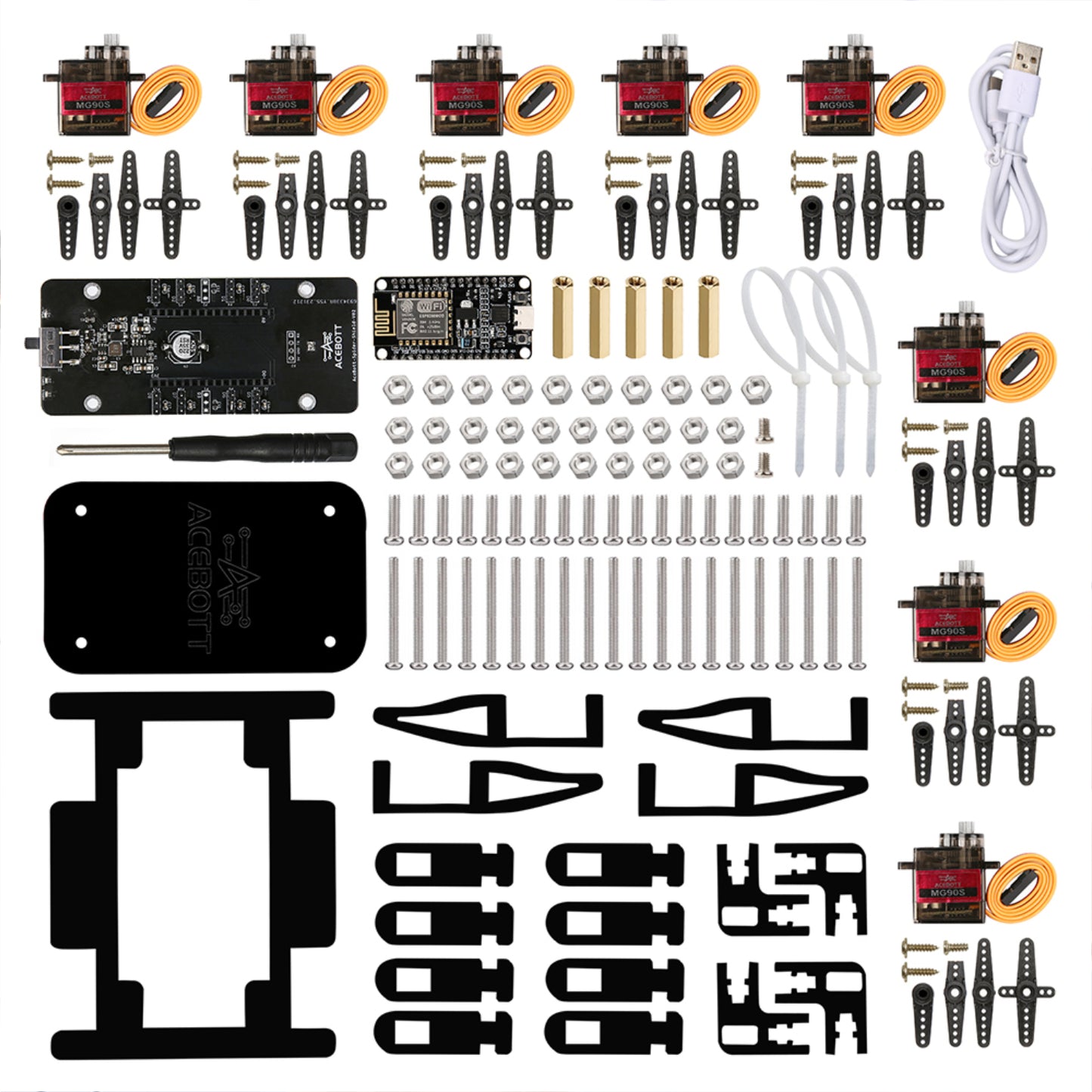 ACEBOTT ESP8266 Quadruped Bionic Spider Robot Kit Advanced WiFi-Enabled STEM Education and DIY Programming Project For Kids & Students