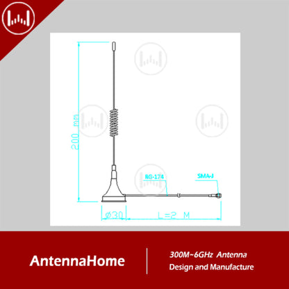 AntennaHome AH3G.402 H200 MeterSpring Antenna High Gain 2G/3G/4G H200 MeterSpring Antenna For Mobile Connectivity and Rural Coverage- RS7378