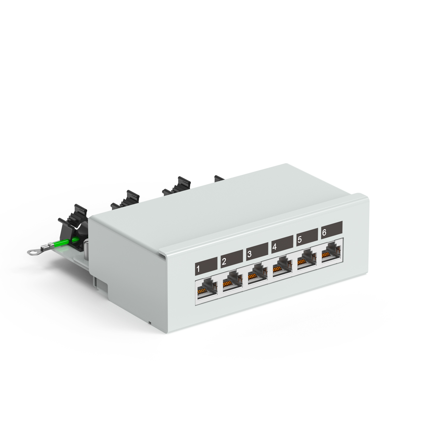 90° 6-Port Cat6 Shielded Wall-Mounted Patch Panel Without Mounting Ears
