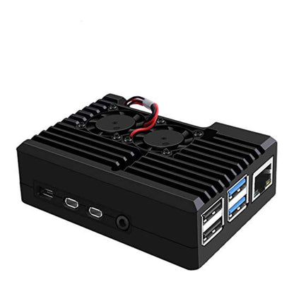 Raspberry Pi 4 Armor Case, Passive Aluminum Alloy Metal Case with Cooling Fan for Raspberry Pi 4 Model B (2510 Fan)- RS2653