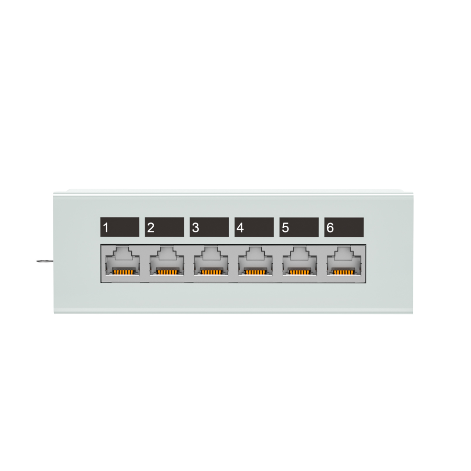 90° 6-Port Cat6 Shielded Wall-Mounted Patch Panel Without Mounting Ears