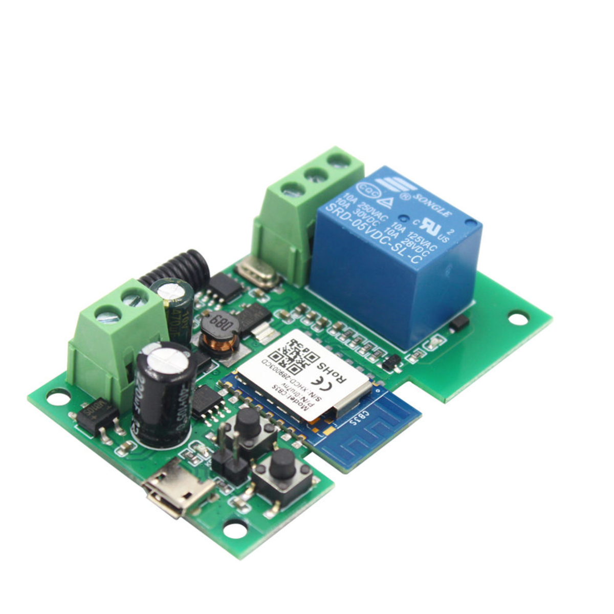 1-Channel Smart Switch Relay Module TUYA/Smart Life App Alexa Google IFTTT Wireless Smart Home Remote Control WiFi Switch Momentary Time Adjustable - RS2790