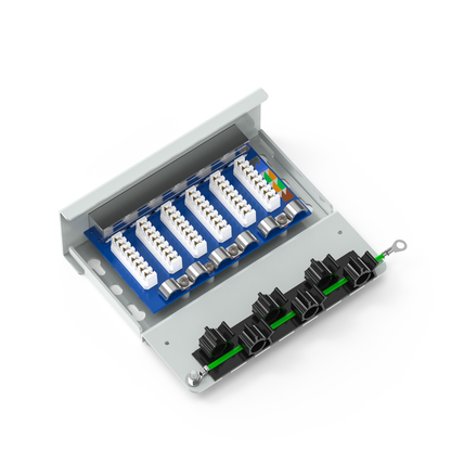 90° 6-Port Cat6 Shielded Wall-Mounted Patch Panel Without Mounting Ears