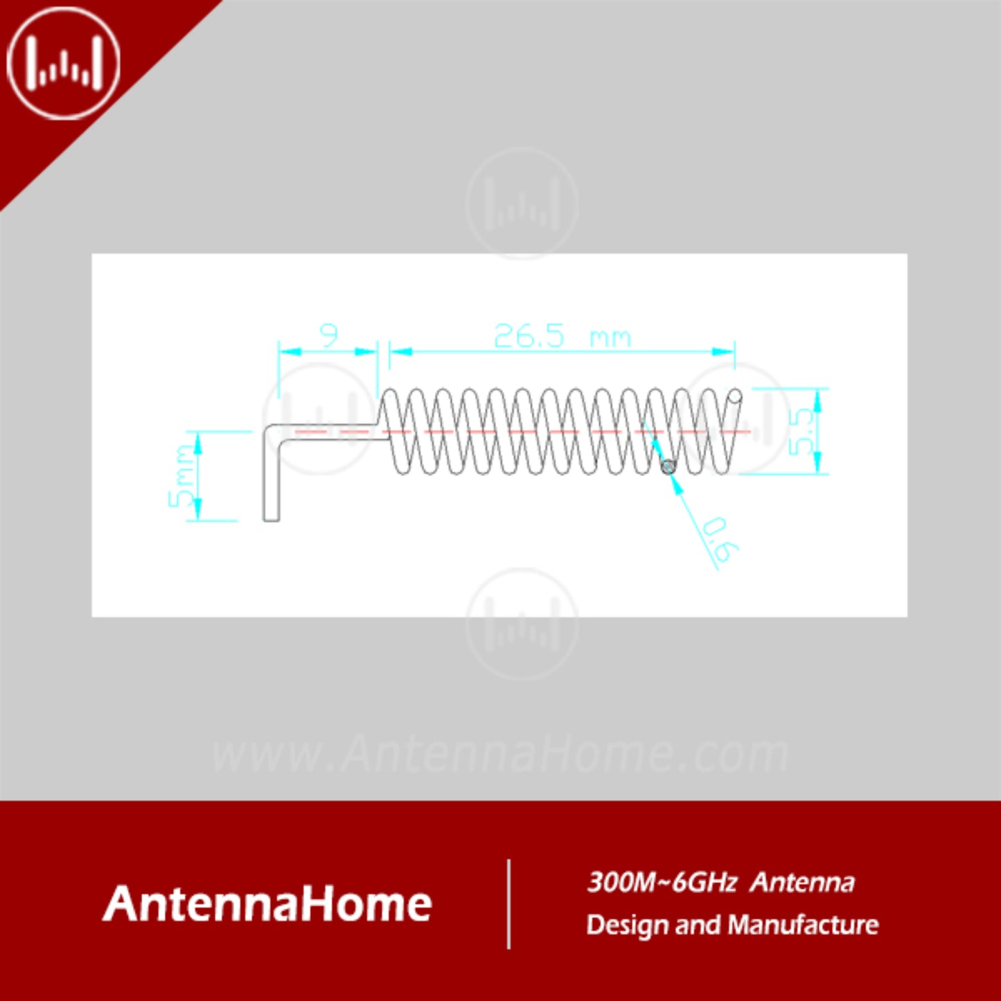 AntennaHome AH1G.301 Spring DIP Antenna High-Gain 433MHz LoRa Spring DIP Antenna For LoRaWAN - RS7354