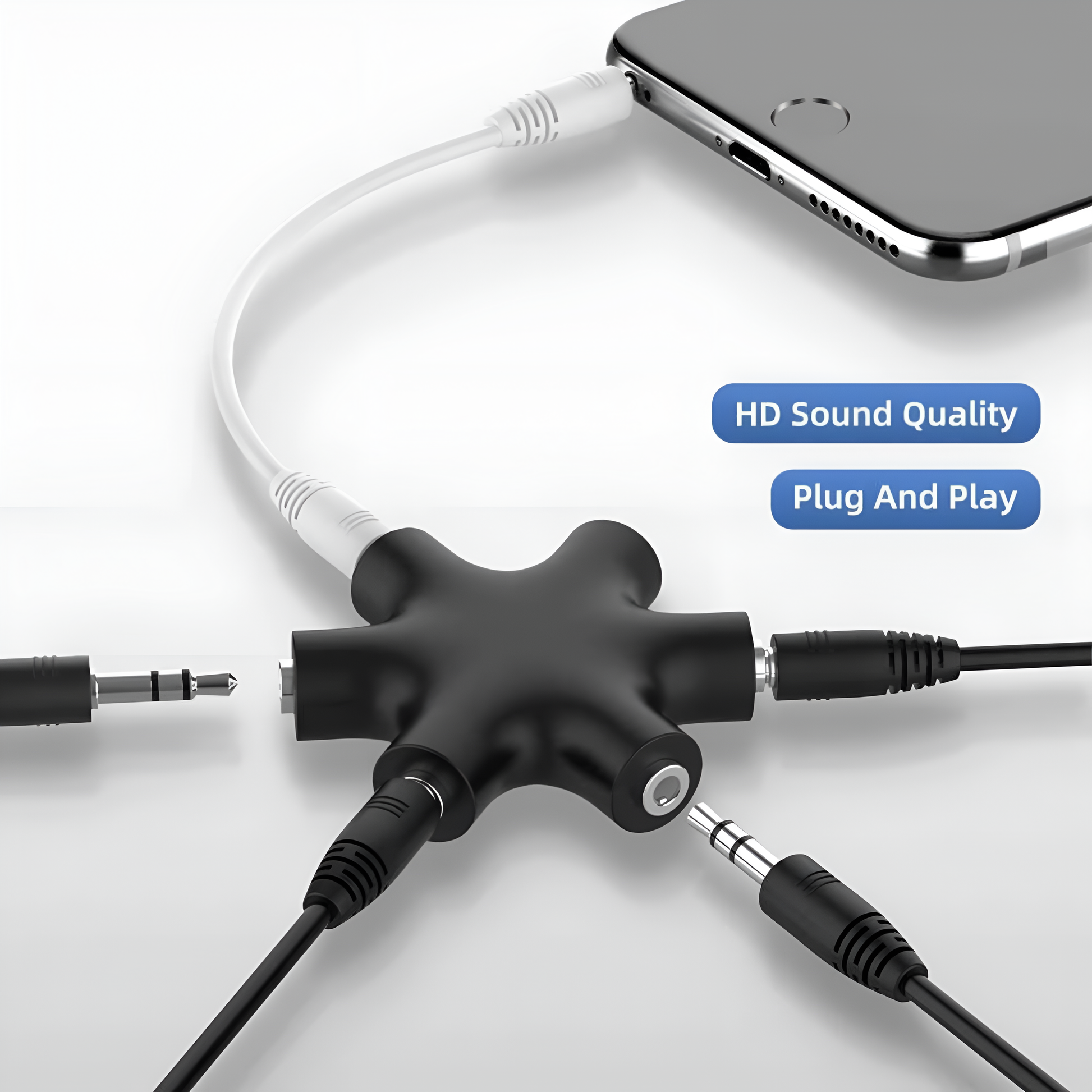 5 - Port 3.5mm Audio Splitter AUX Adapter