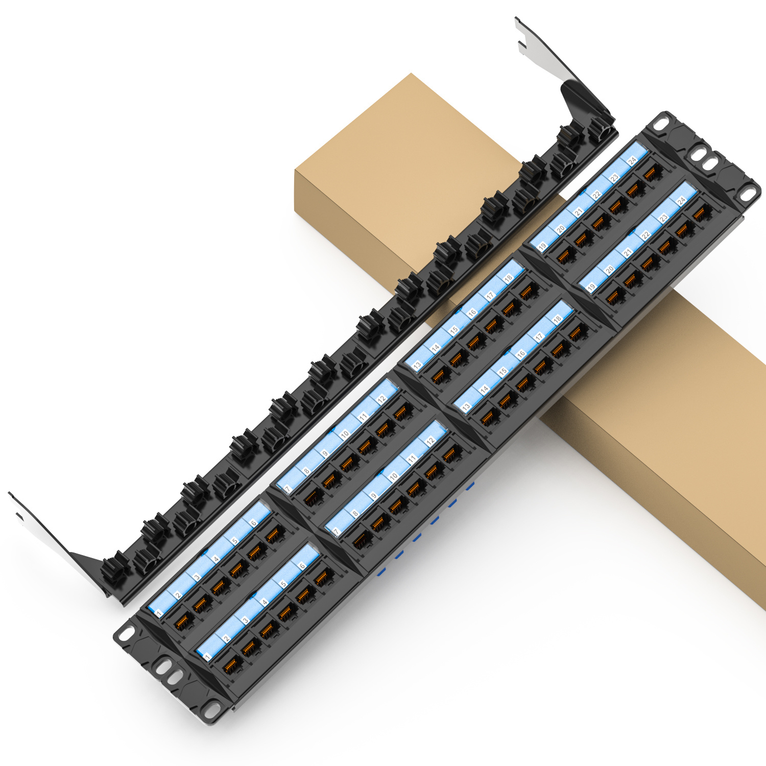HYCONNECT Cat5e UTP 48‑Port Patch Panel 2U Rack Mount Cat5e Patch Pane ...